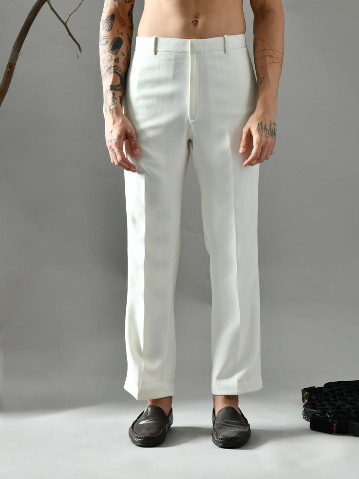 Regular Fit Banana Crepe Trousers (Off-White)