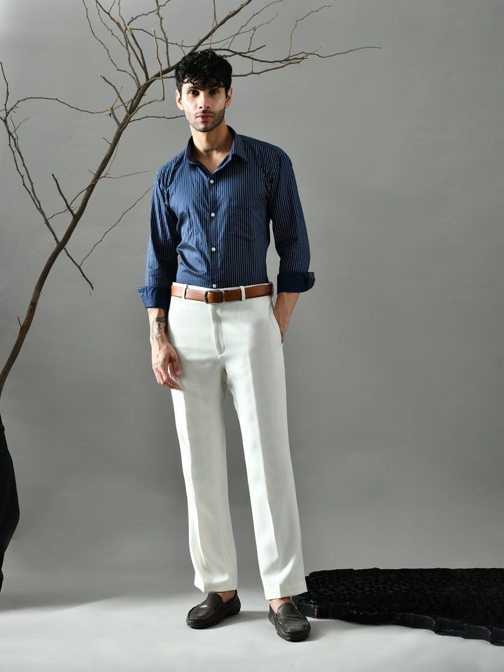 Regular Fit Banana Crepe Trousers (Off-White)