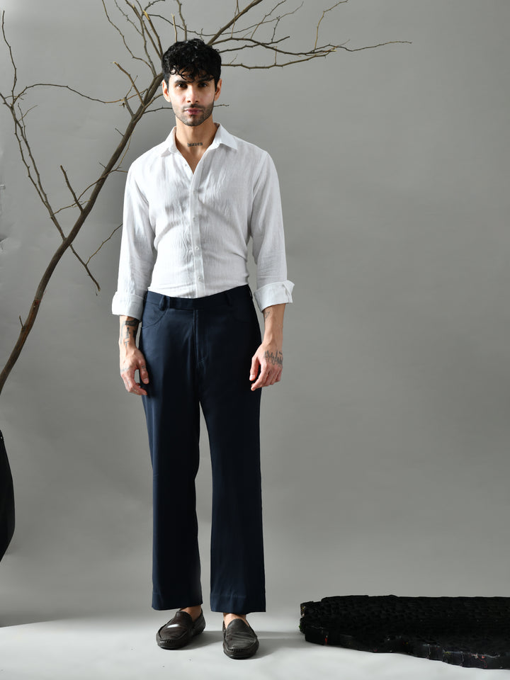 Regular Fit Twill Pants (Navy Blue)