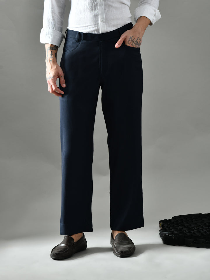 Regular Fit Twill Pants (Navy Blue)