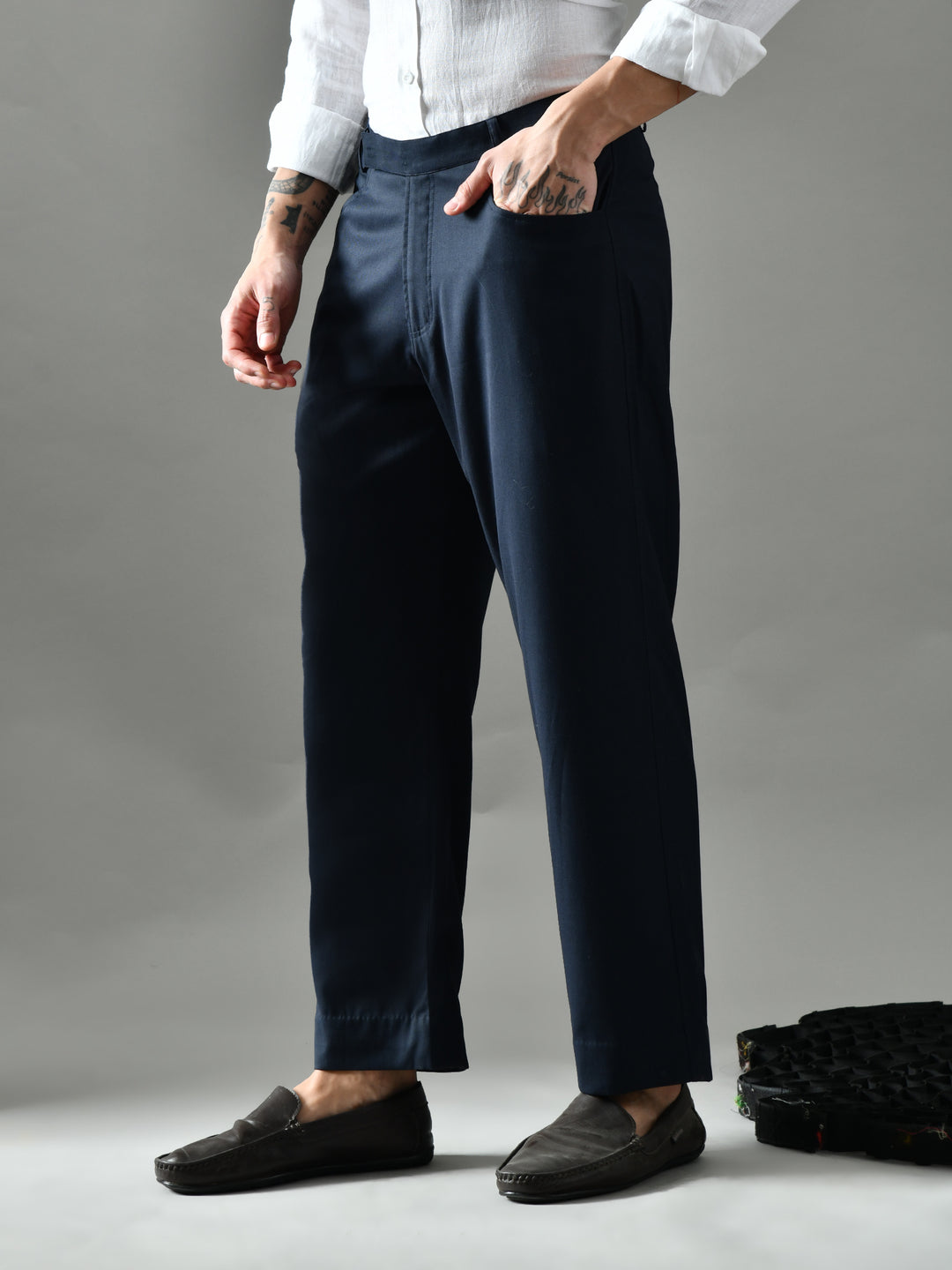 Regular Fit Twill Pants (Navy Blue)