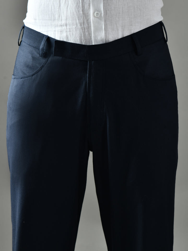 Regular Fit Twill Pants (Navy Blue)