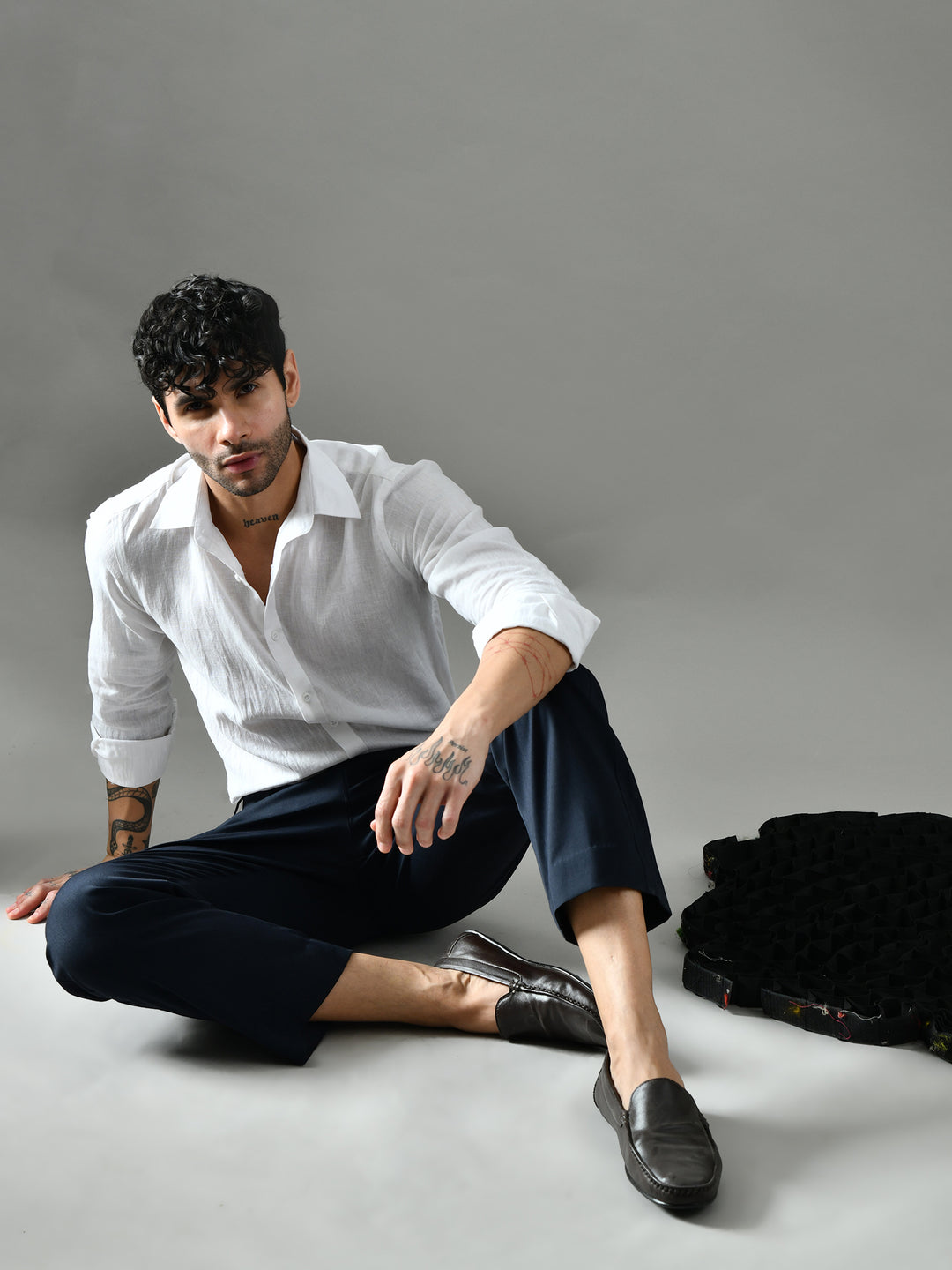 Regular Fit Twill Pants (Navy Blue)