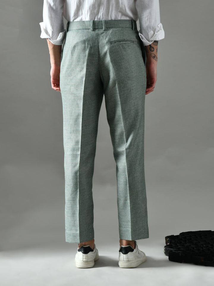 Regular Fit Tweed Pants (Green & Cream)