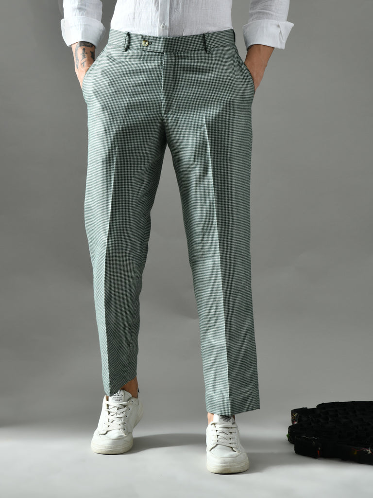 Regular Fit Tweed Pants (Green & Cream)