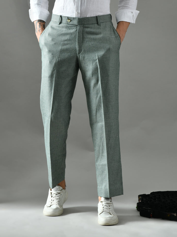 Regular Fit Tweed Pants (Green & Cream)