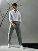 Regular Fit Tweed Pants (Green & Cream)