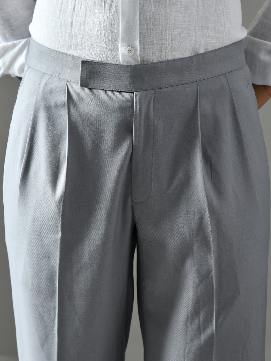 Regular Fit Suiting Fabric Trousers (Light Grey)