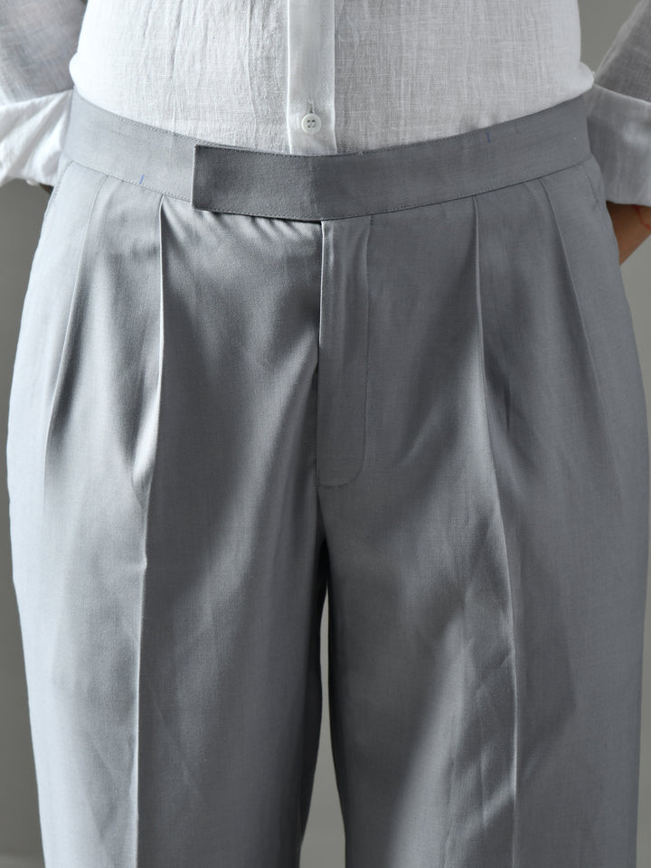 Regular Fit Suiting Fabric Trousers (Light Grey)