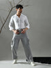 Regular Fit Corduroy Cargo Pants (Light Grey)