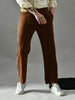 Regular Fit Italian Crepe Trousers (Brown)