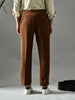 Regular Fit Italian Crepe Trousers (Brown)