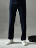 Regular Fit Italian Crepe Trousers (Navy Blue)