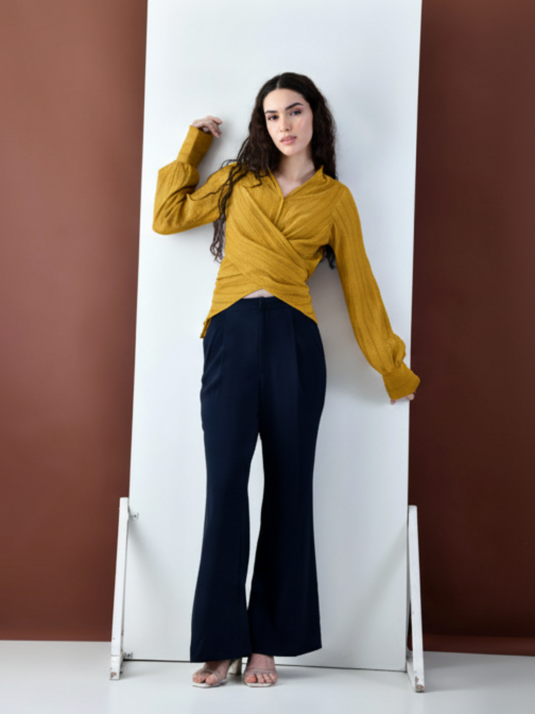Pixie Wrap Textured Shirt (Mustard)
