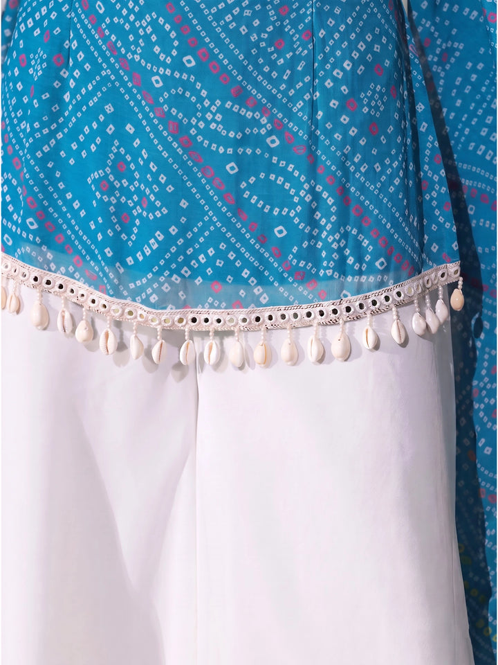 Leela Bandhani Print Georgette Co-ord Set (Blue)