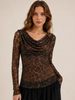 LEA Leopard Print Mesh Top