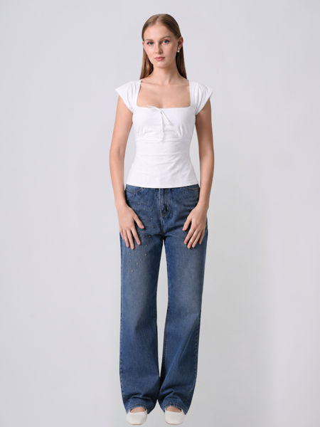 ALOHA White Fitted Poplin Top