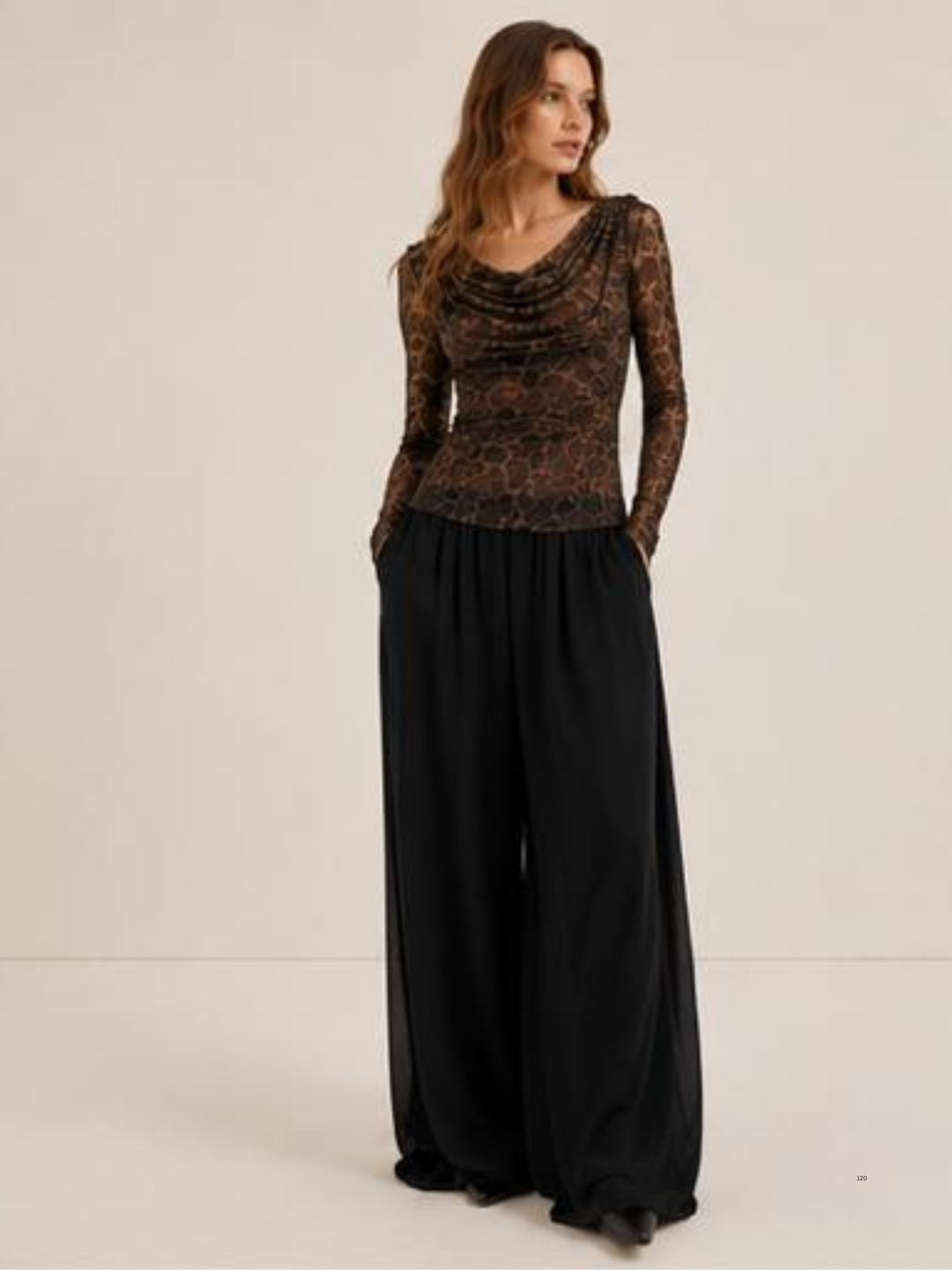 LEA Leopard Print Mesh Top