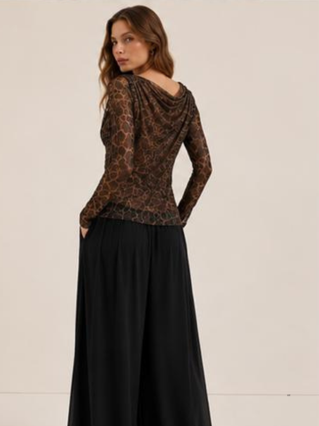 LEA Leopard Print Mesh Top