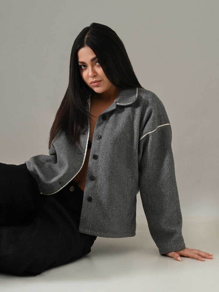 BETH LIGHT GREY LACE SHACKET (LIGHT GREY)