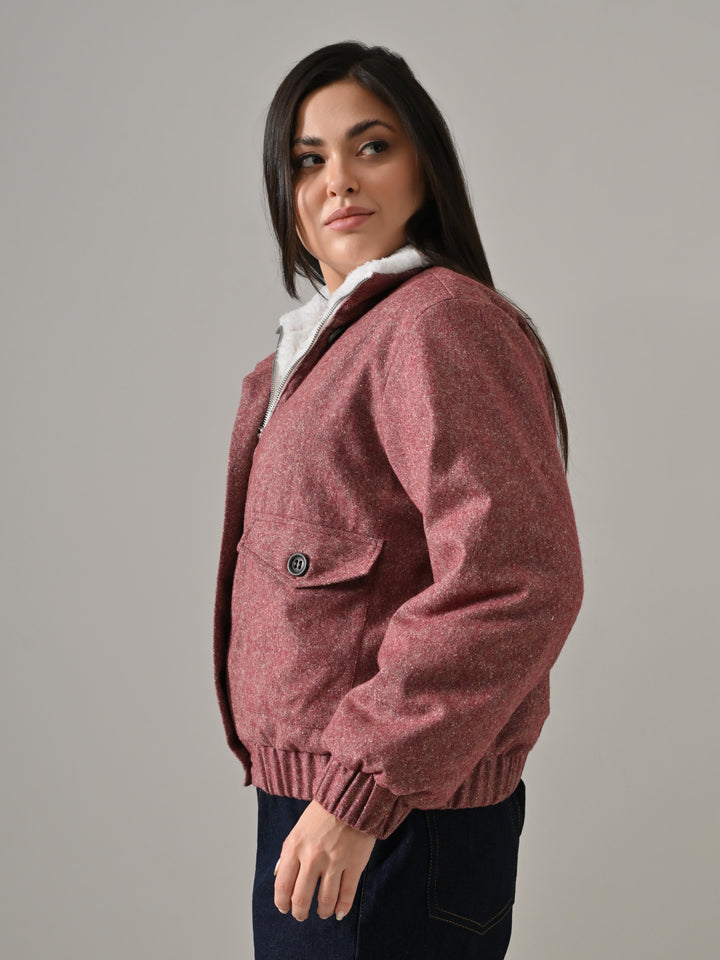 XEVIA RED WOVEN PUFFER JACKET (RED)