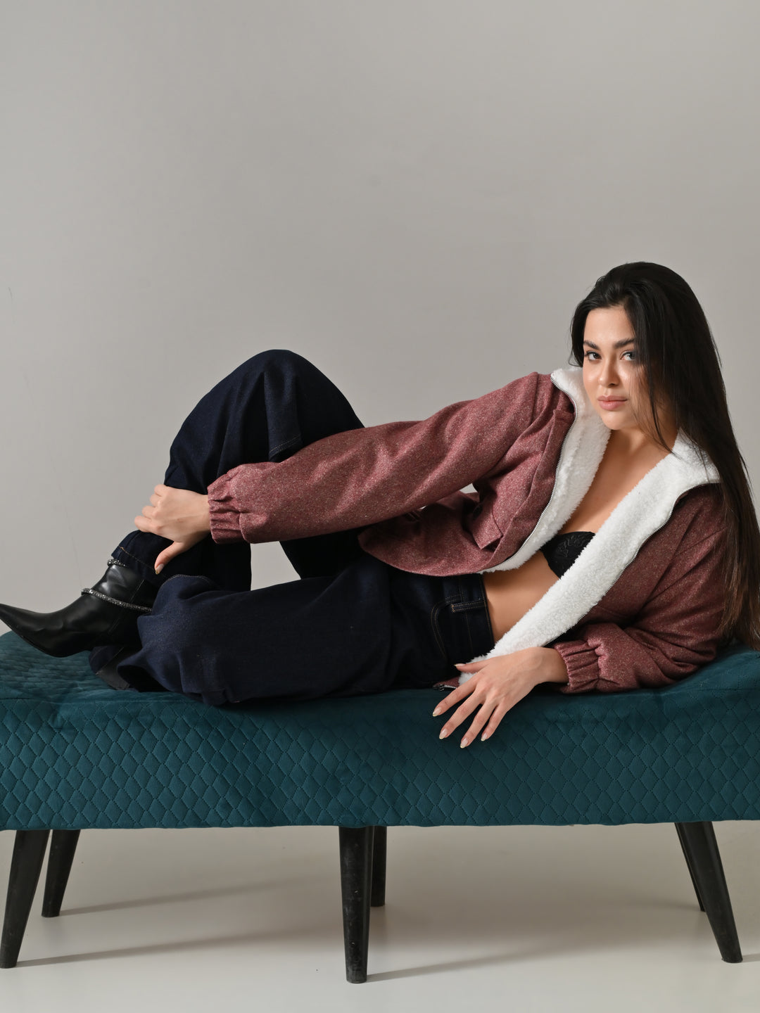 XEVIA RED WOVEN PUFFER JACKET (RED)