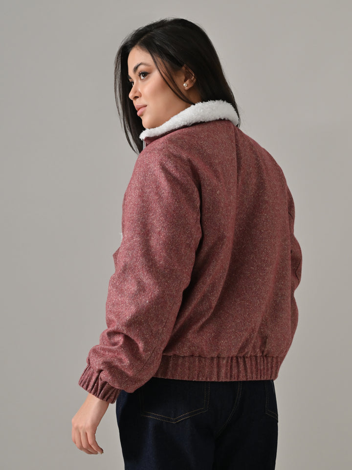 XEVIA RED WOVEN PUFFER JACKET (RED)