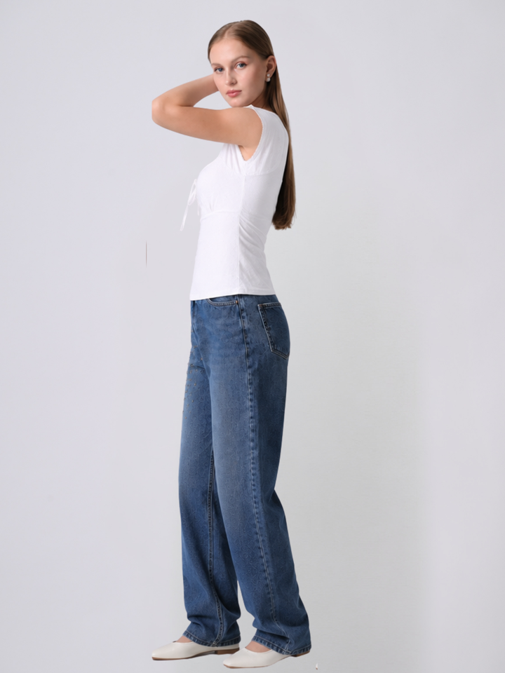 ALOHA White Fitted Poplin Top