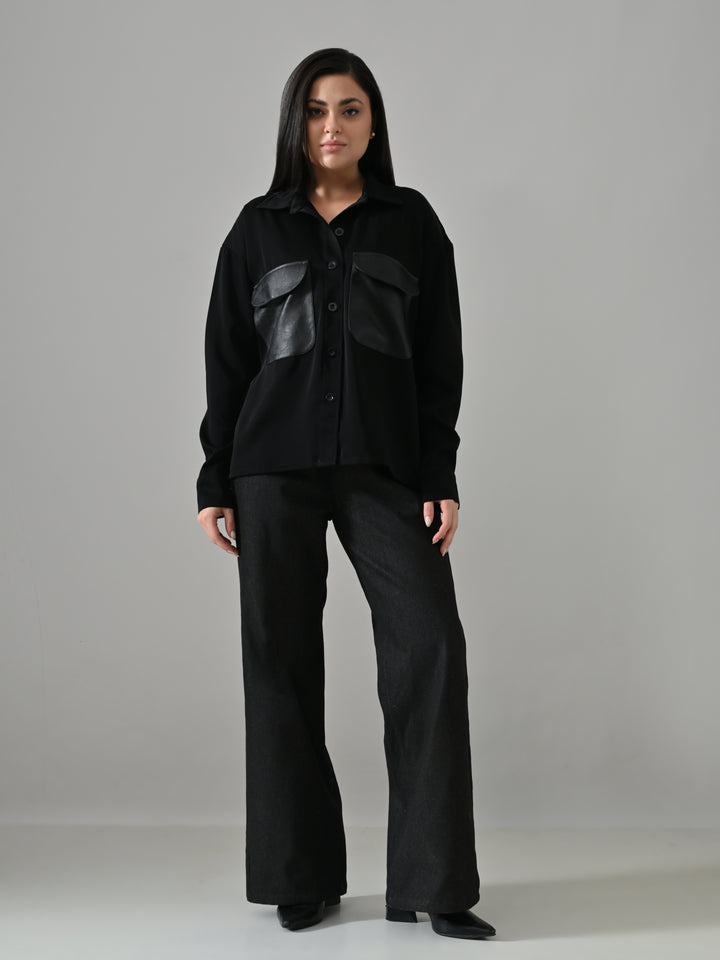 SILFIRA LEATHER POCKET SHIRT (BLACK)