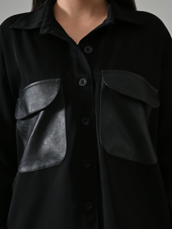 SILFIRA LEATHER POCKET SHIRT (BLACK)