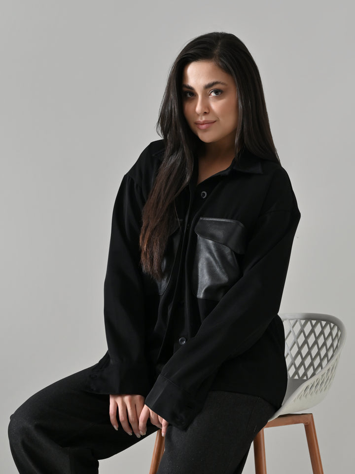 SILFIRA LEATHER POCKET SHIRT (BLACK)