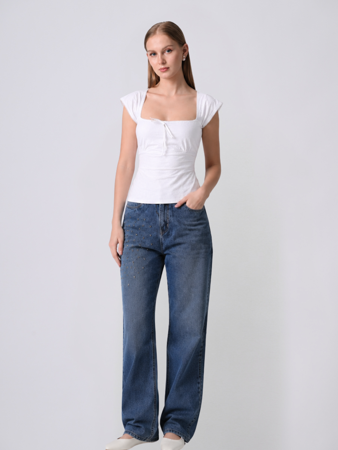 ALOHA White Fitted Poplin Top