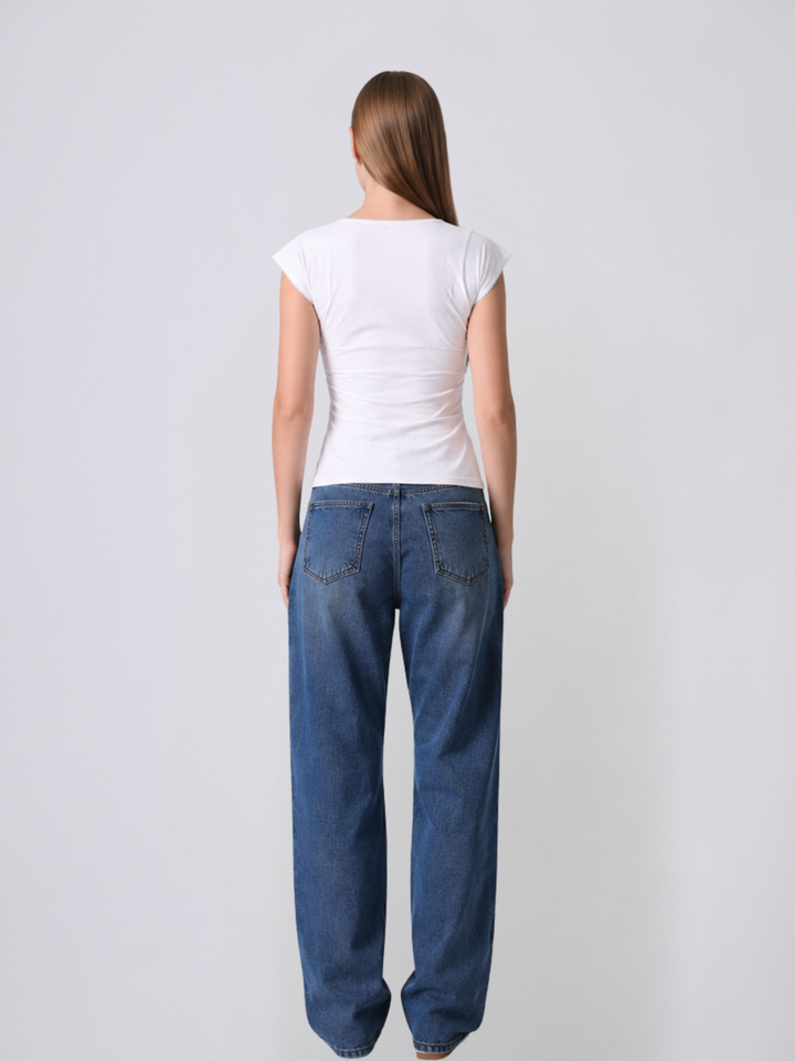ALOHA White Fitted Poplin Top