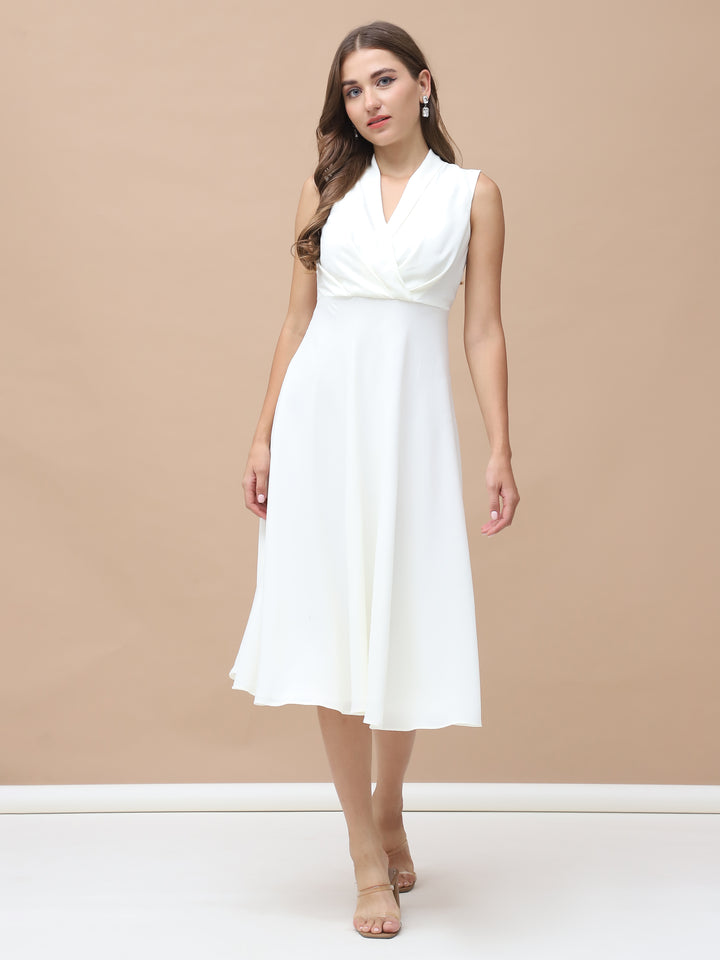 DOVE, GORGETTE, Party Wear Dress (Off-White)