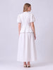 lha Ruffle Puff Sleeve Cotton Co-ord Set (White)