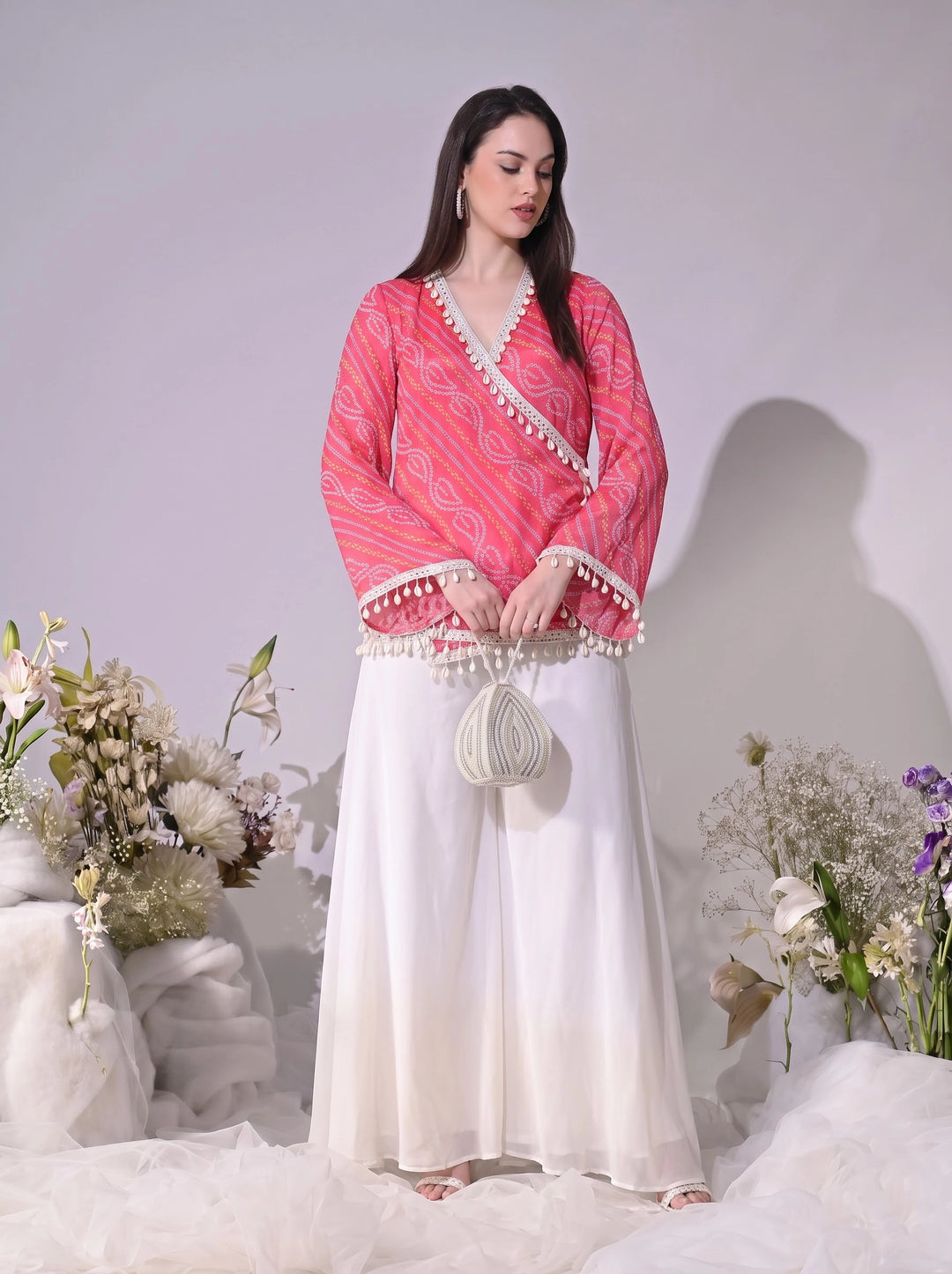 Kiara, Bandhani, Indo-Western sharara set (PINK)