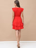 MARIEL, heavy slub, Party Wear Dress (Red)