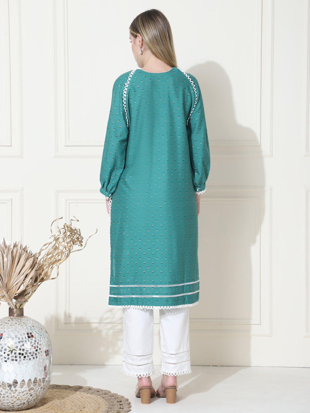 AGNES, Pakistani Kurti set(Green & White)