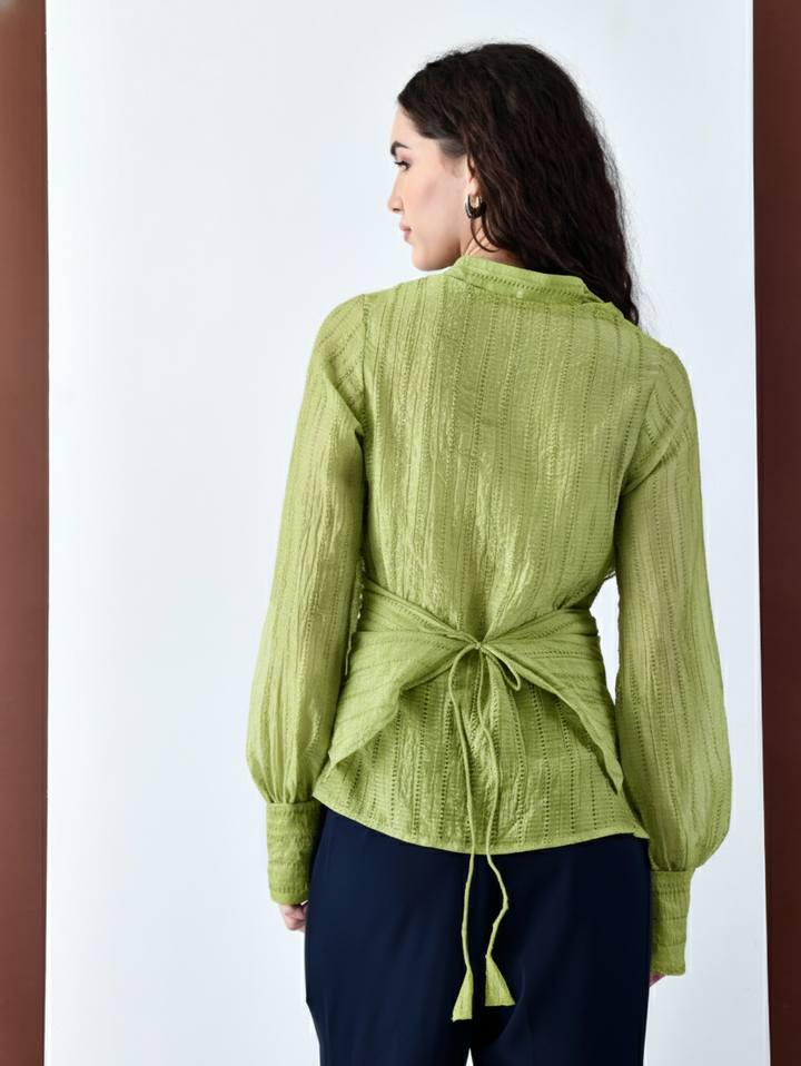 Pixie Wrap Textured Shirt (Lime)