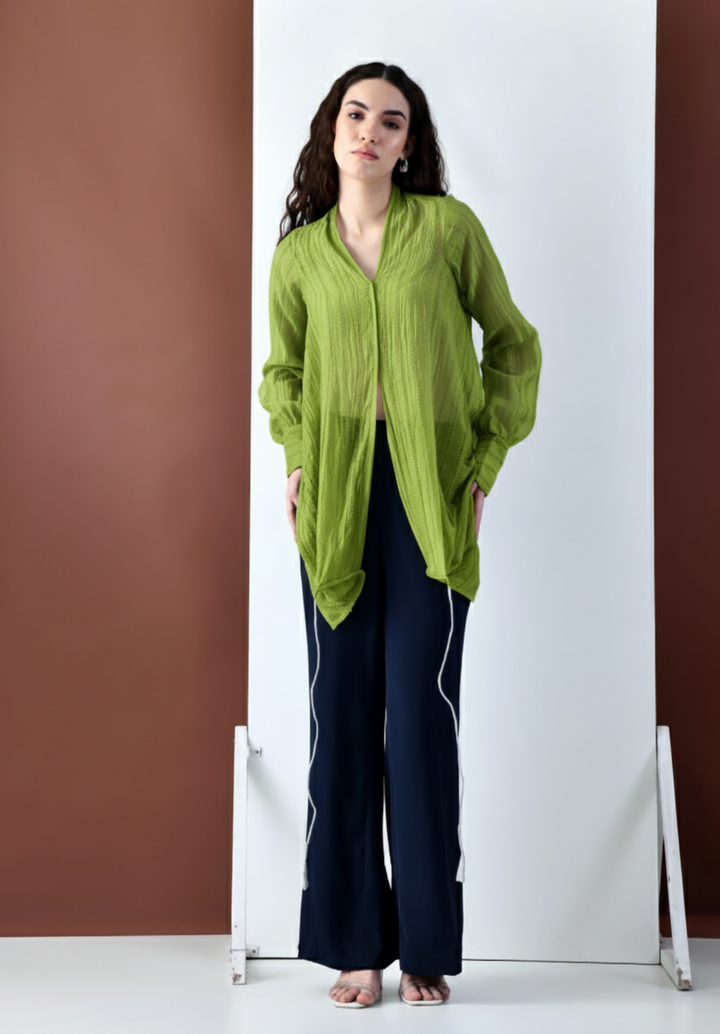 Pixie Wrap Textured Shirt (Lime)