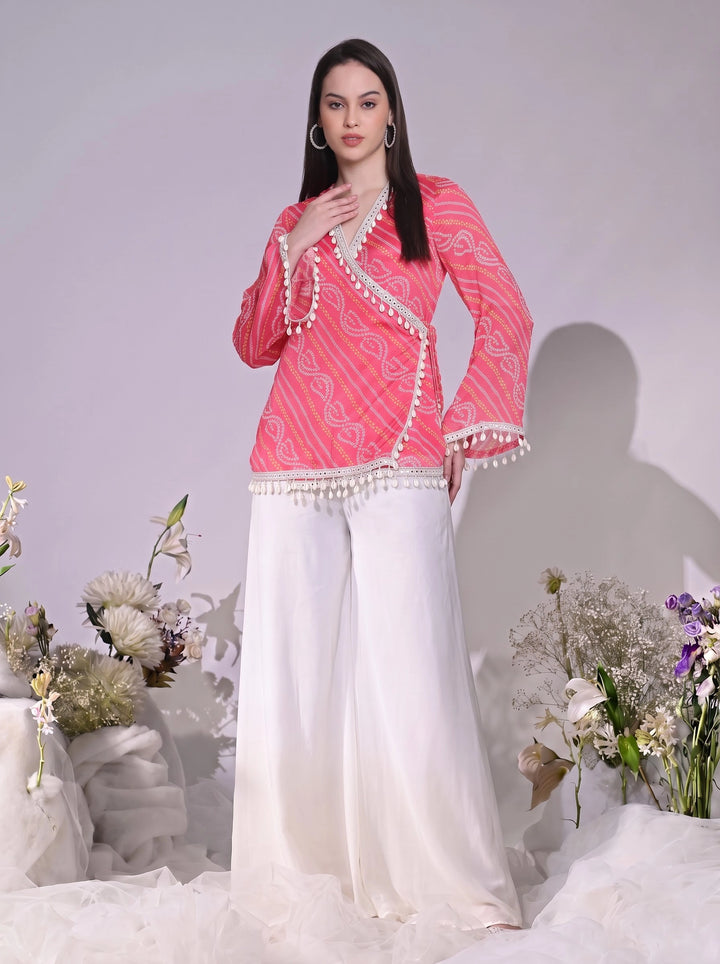 Kiara, Bandhani, Indo-Western sharara set (PINK)