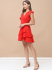 MARIEL, heavy slub, Party Wear Dress (Red)