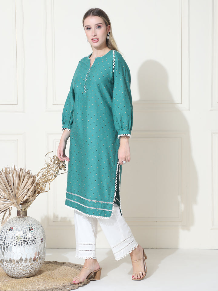 AGNES, Pakistani Kurti set(Green & White)