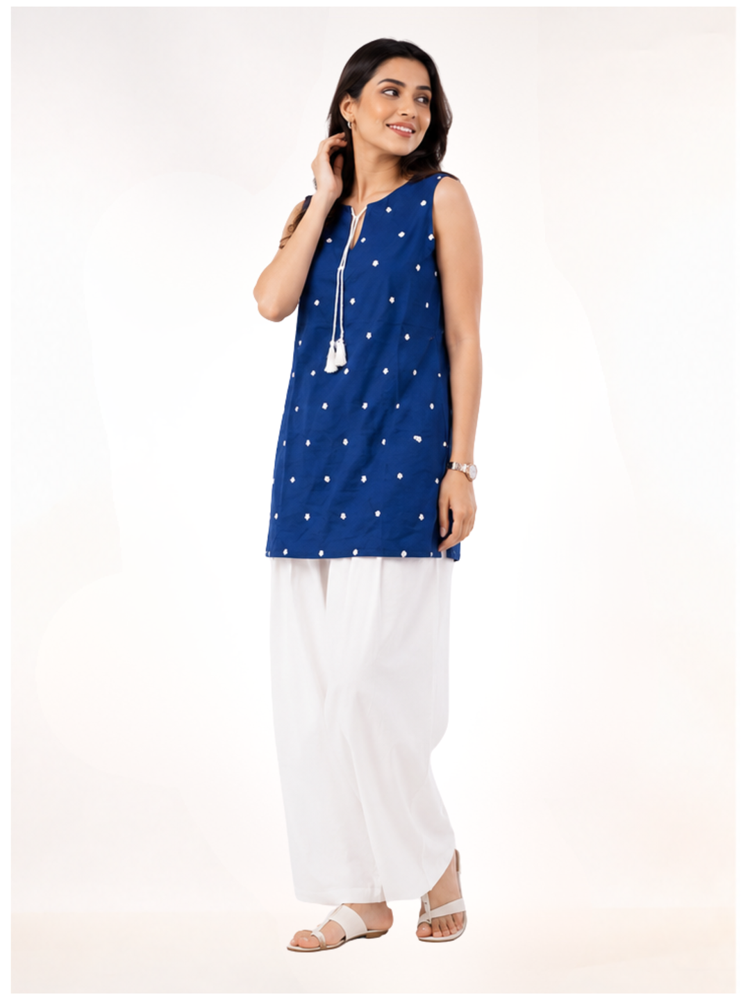 ASMA Regular Fit Cotton Kurta Set (Blue)
