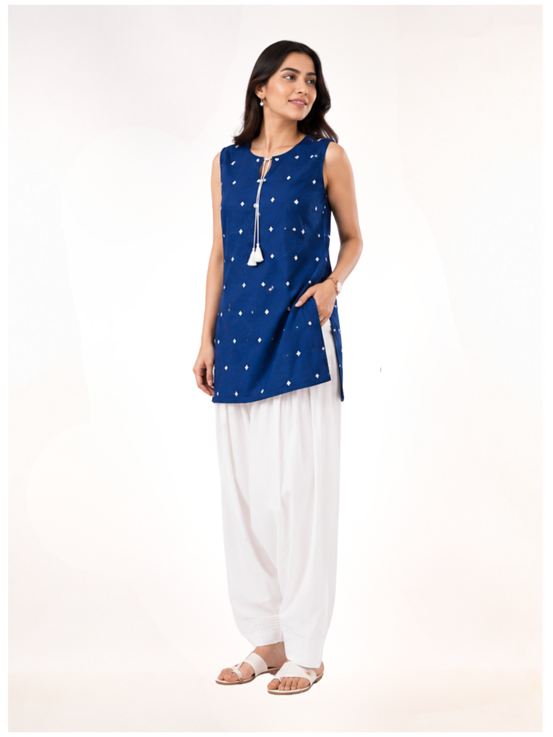 ASMA Regular Fit Cotton Kurta Set (Blue)