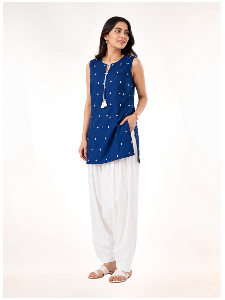 ASMA Regular Fit Cotton Kurta Set (Blue)