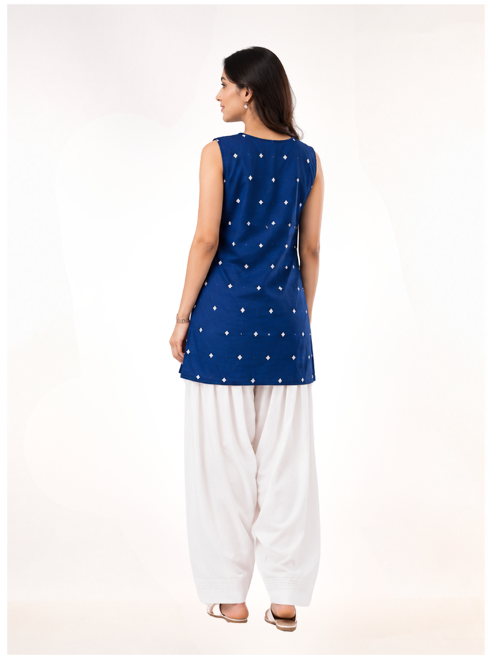 ASMA Regular Fit Cotton Kurta Set (Blue)