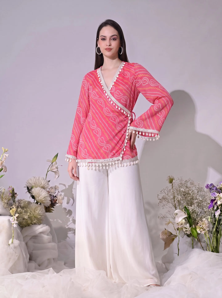 Kiara, Bandhani, Indo-Western sharara set (PINK)