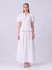 lha Ruffle Puff Sleeve Cotton Co-ord Set (White)