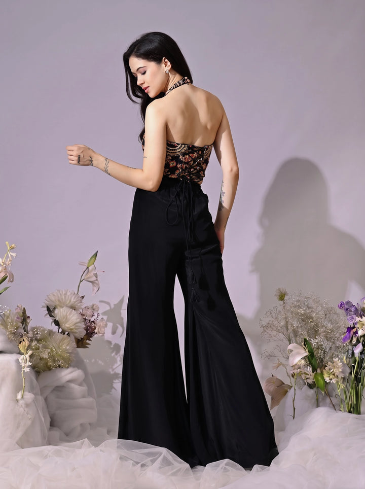 Kesha Indo-Western Crepe Sharara Set (Black)